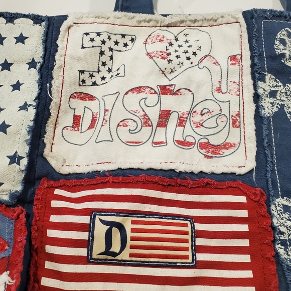 Disney Parks Mickey Mouse Stars Stripes Patriotic Denim Tote Bag - Picture 5 of 12